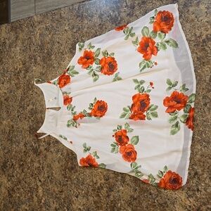 DNA couture white spaghetti strap rose blouse size large